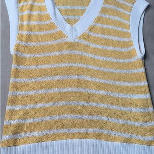 Zara Yellow and White Striped Knit Top and pants set